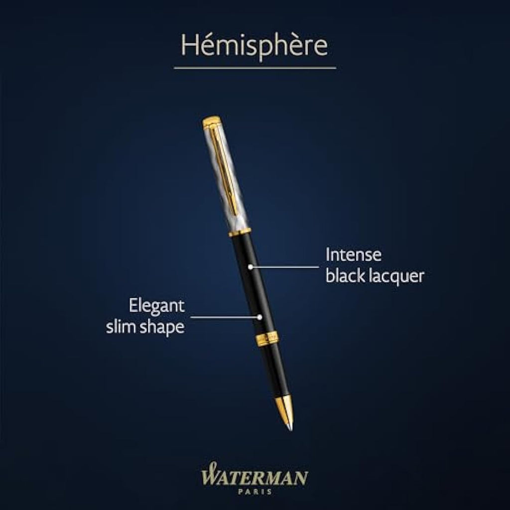 Waterman Hémisphère Rollerball Pen – Black Lacquer & Gold Trim