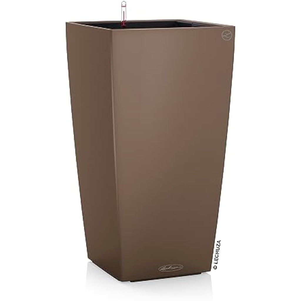 Lechuza CUBICO Color 40 Self-Watering Planter | Large Nutmeg Pot