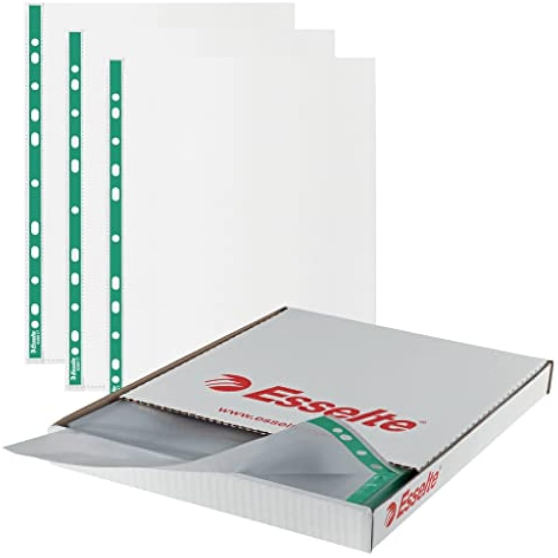 Esselte A4 Punched Pockets | 43 Micron Embossed Poly Pockets | 500 Pack