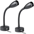 Obeaming 12V LED Dimmable Reading Light with USB & Gooseneck - 2 Pack