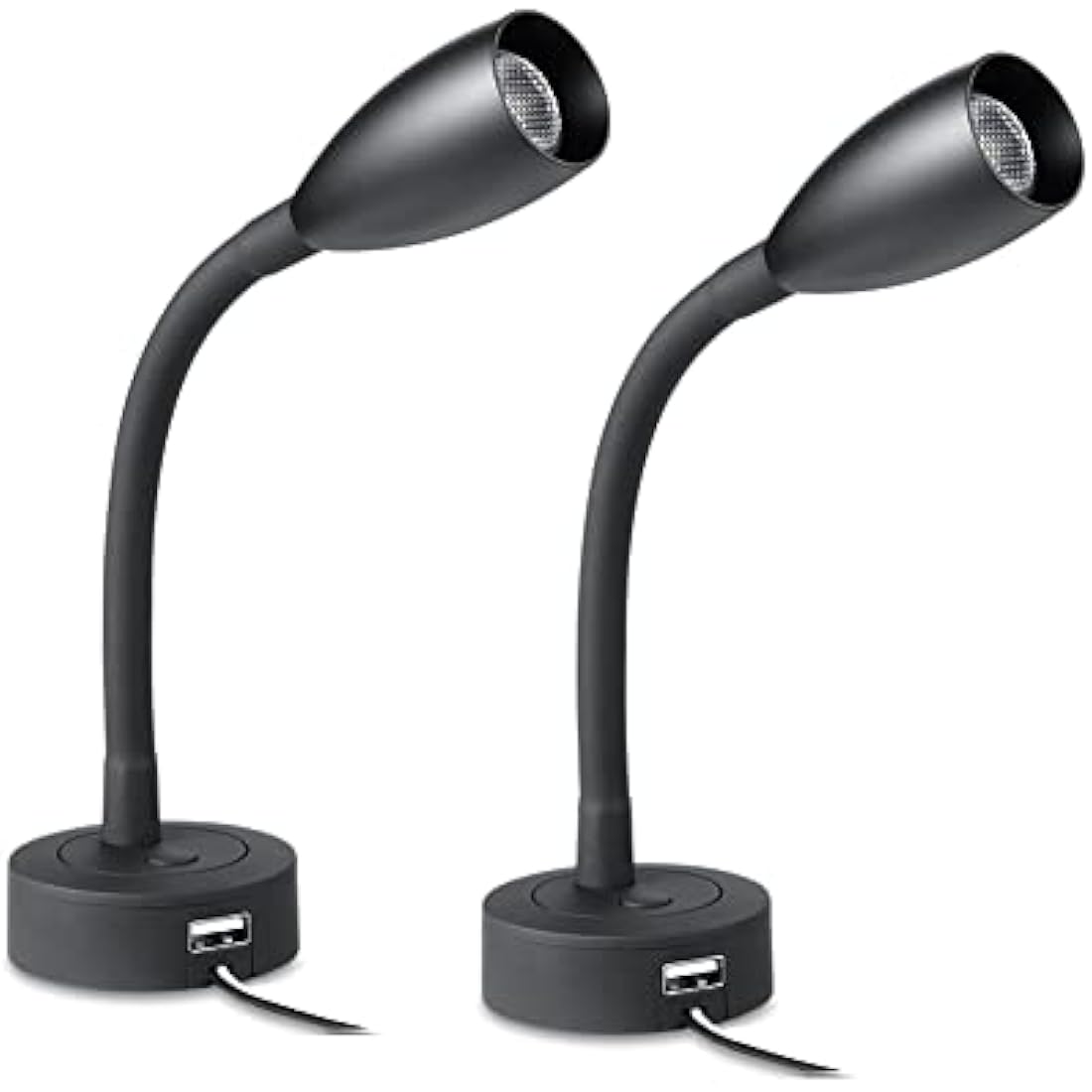 Obeaming 12V LED Dimmable Reading Light with USB & Gooseneck - 2 Pack