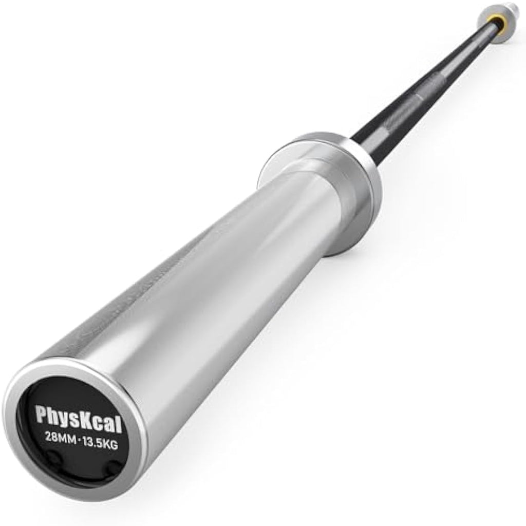 PhysKcal Olympic EZ Curl Bar – 4ft-6ft Steel Barbell for 2-Inch Plates