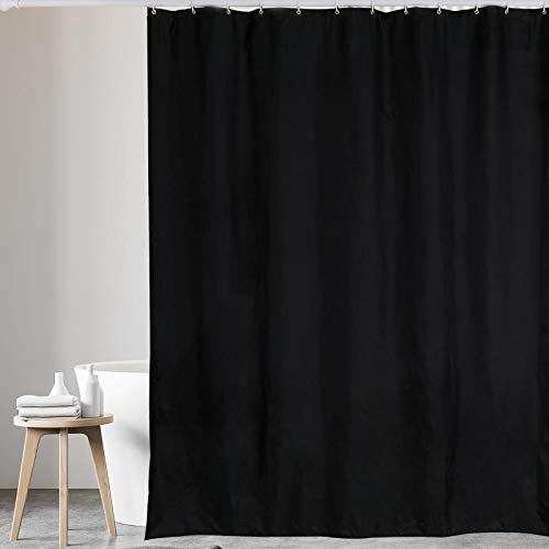 Jolof Store Black Polyester Shower Curtain - Mildew Resistant (180x220cm)