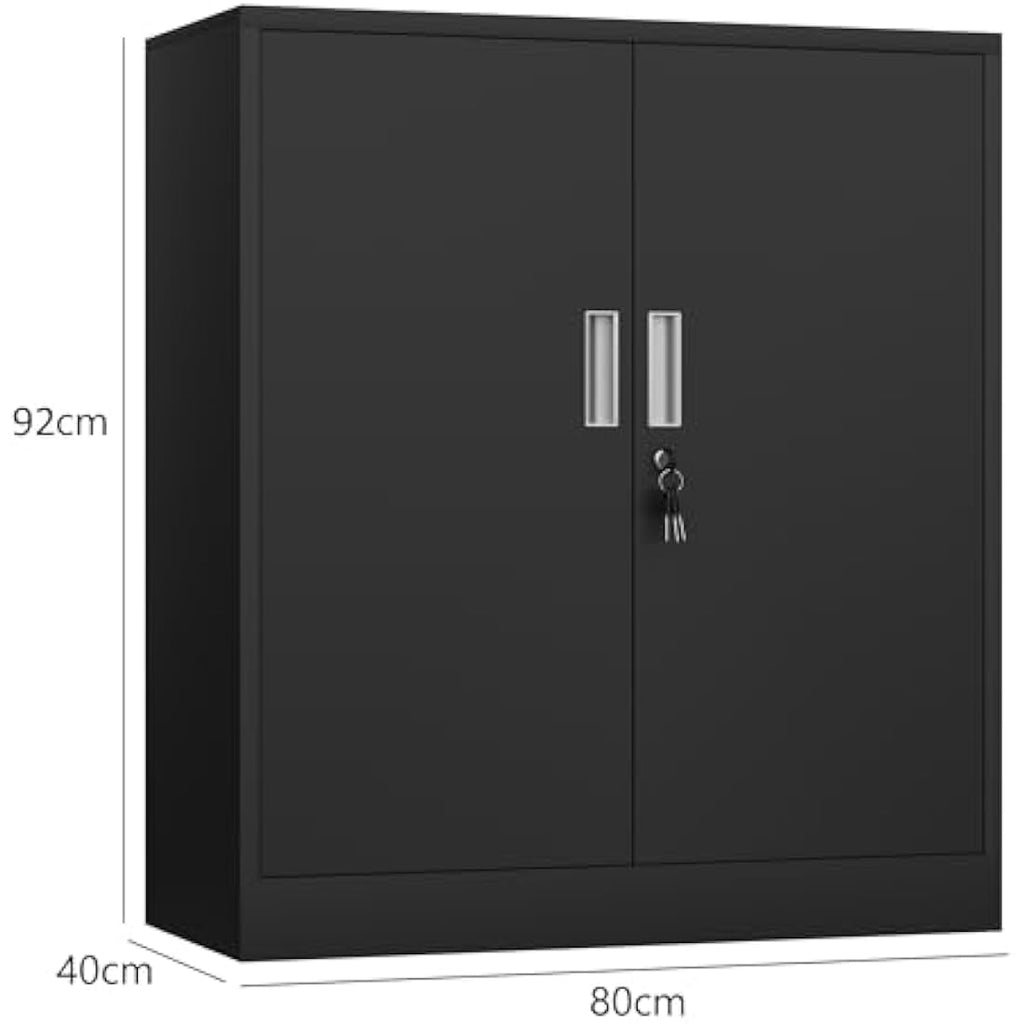 Metal Storage Cabinet | Lockable Cupboard with 2 Shelves