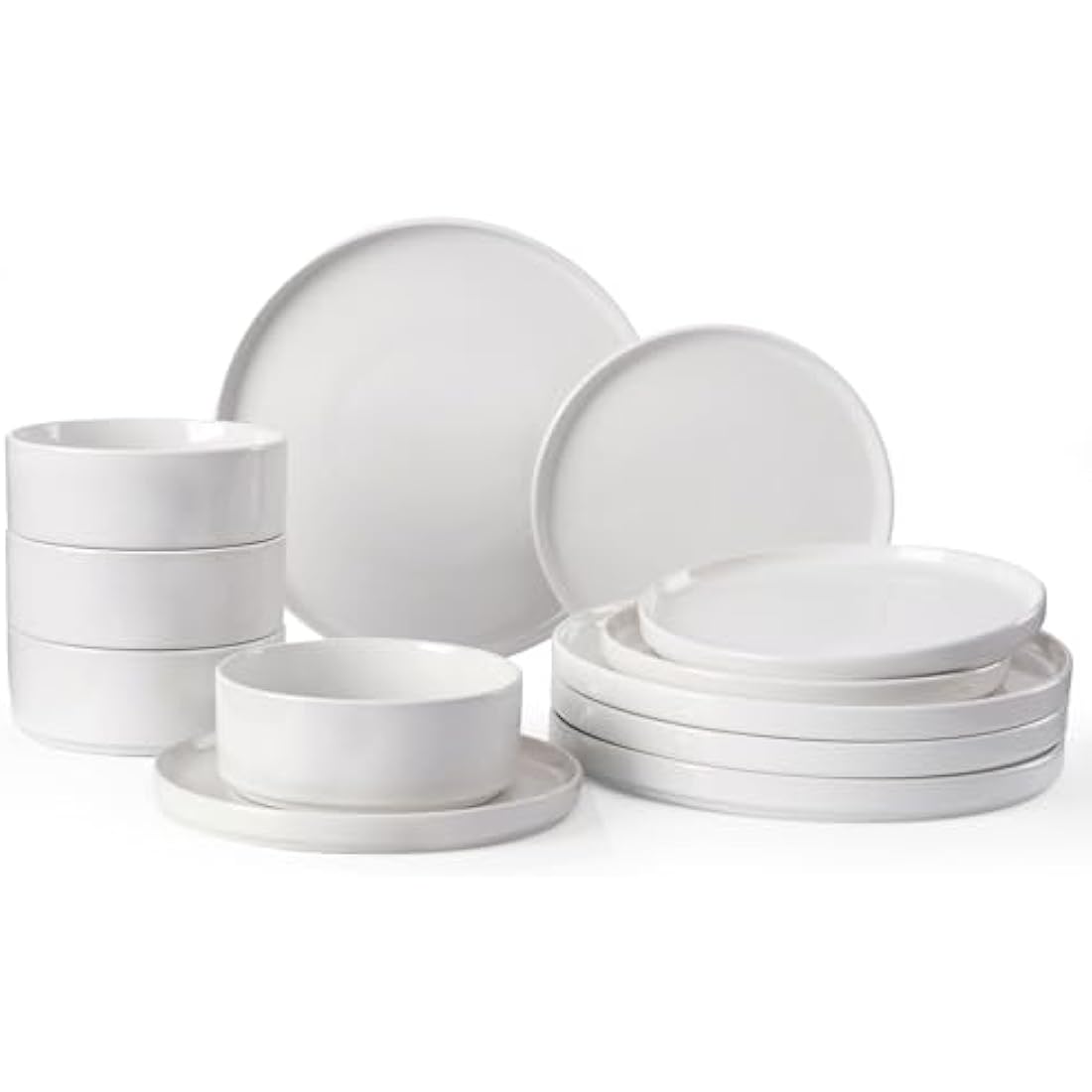 Richmount Nebula 12-Piece Speckled Stoneware Dinnerware Set - White