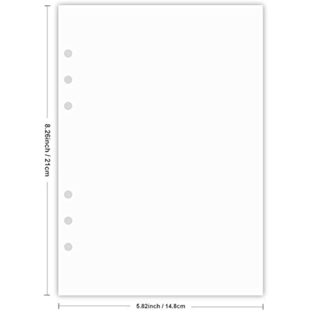 Nokingo A5 Blank Refill Paper | 6-Hole Loose Leaf 100gsm White, 100 Sheets