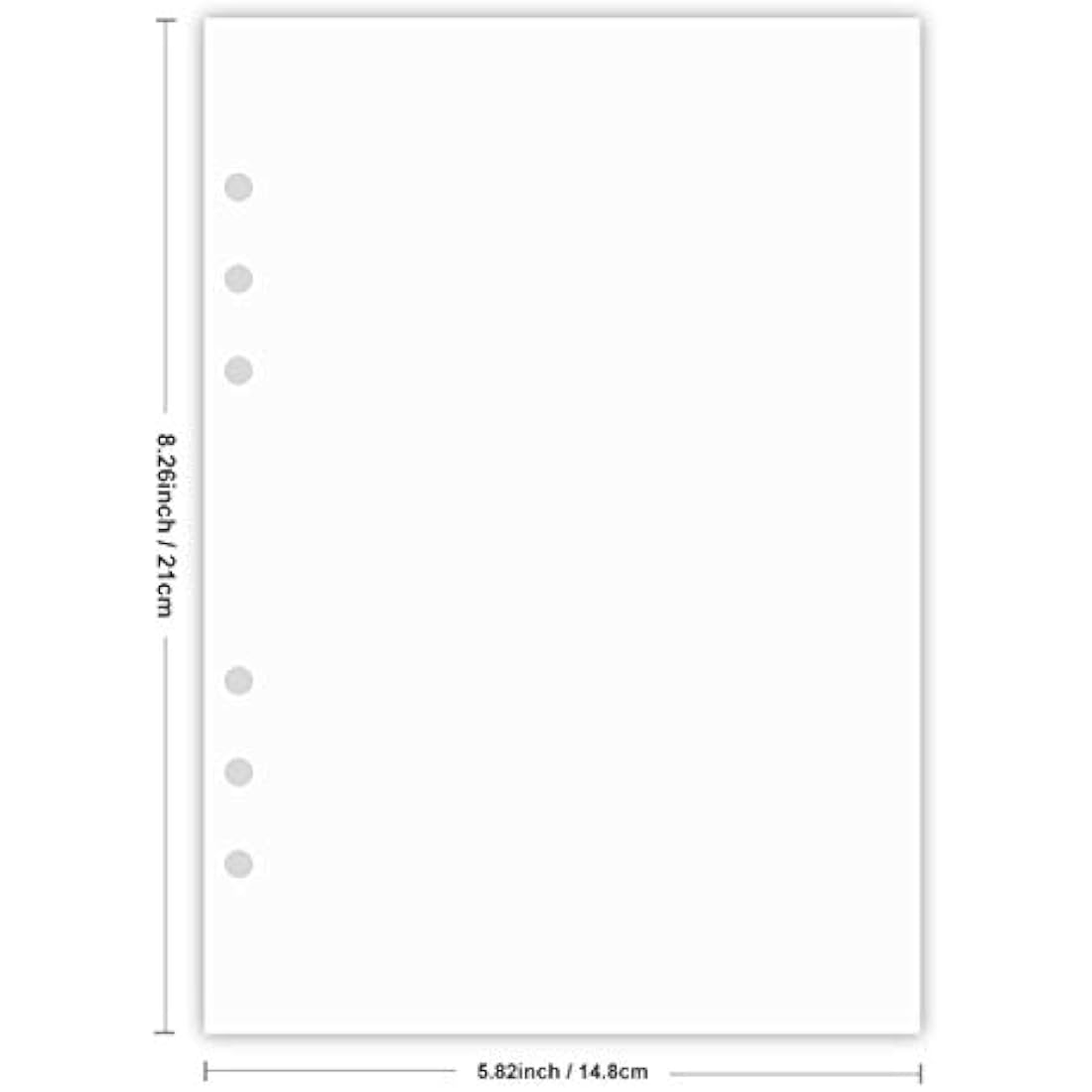 Nokingo A5 Blank Refill Paper | 6-Hole Loose Leaf 100gsm White, 100 Sheets