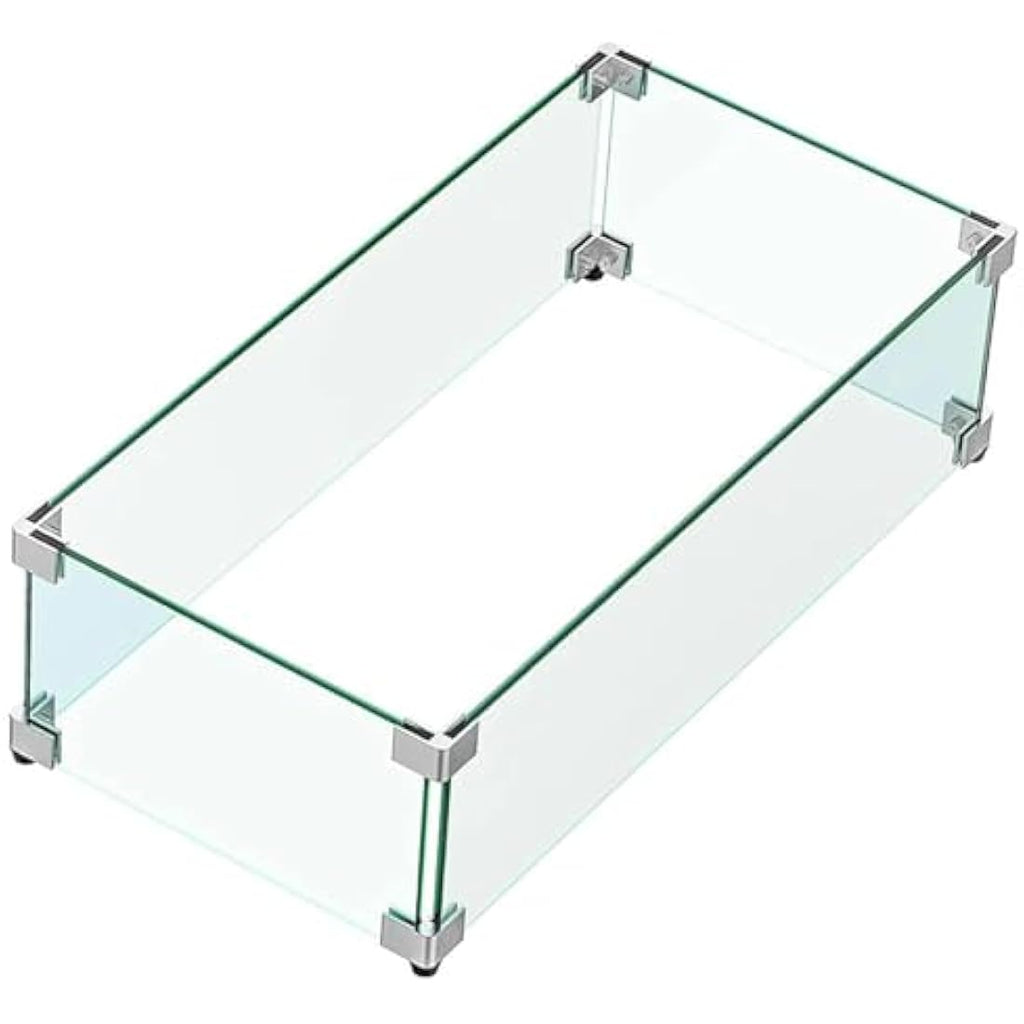 MESIDA Fire Pit Glass Wind Guard – 31x12x6 Tempered Glass Flame Shield