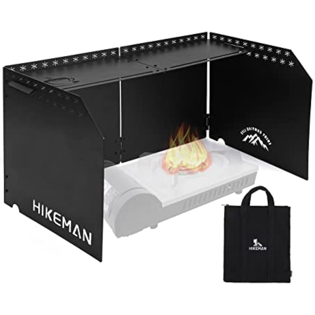 HIKEAMN Folding Camping Stove Windshield – Anodized Aluminum Windscreen