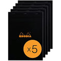 Rhodia N°18 Stapled Notepad – A4 Black 5x5 Grid 80g Paper – Pack of 5