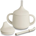 Moonkie Silicone Baby Sippy Cup | 3-Stage Transition Straw Cup - Ivory
