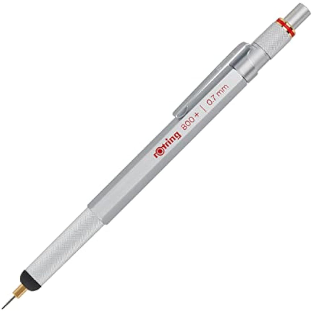 rOtring 800+ Mechanical Pencil & Stylus | 0.7mm Silver Hexagonal Barrel