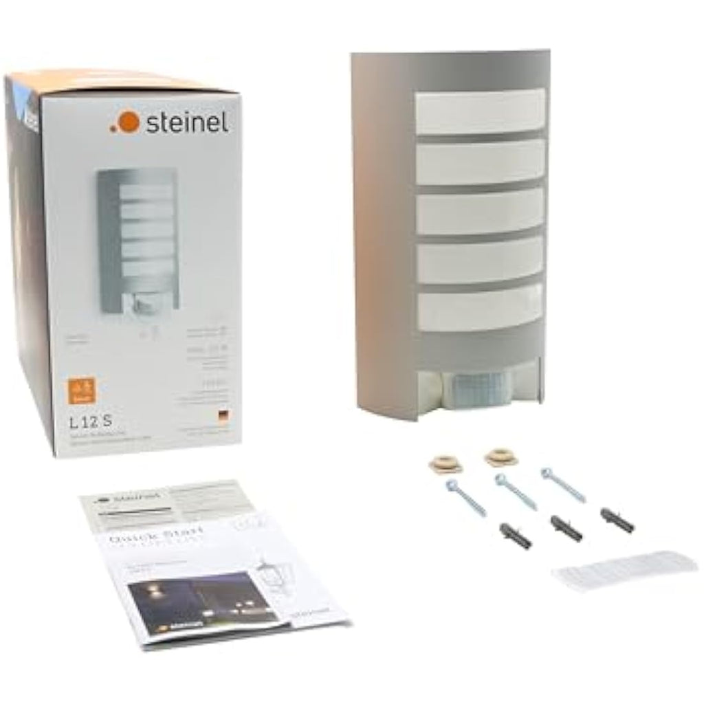 Steinel L 12 S Outdoor Wall Light – Silver Aluminium Motion Sensor