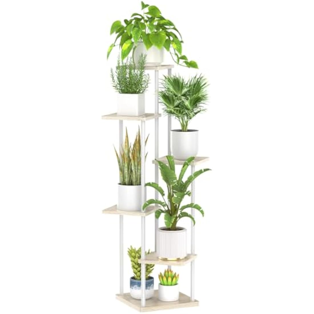 6-Tier Corner Plant Stand – 45" Tall Metal & Wood Flower Shelf