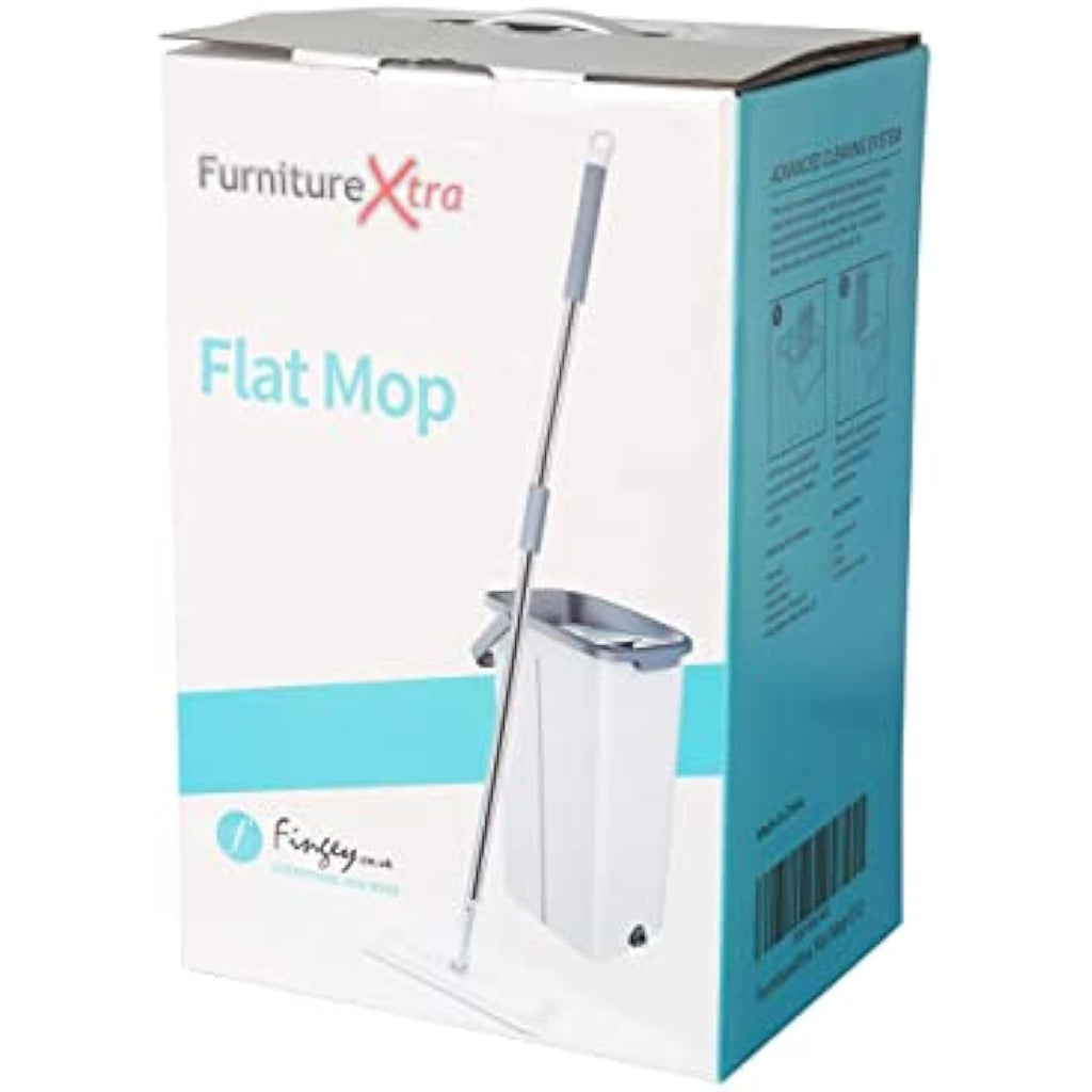 FurnitureXtra Microfibre Flat Mop and Bucket Set | 360 Swivel Handle
