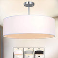 SPARKSOR Modern White Drum Ceiling Light – 3-Bulb Fabric Pendant Lamp