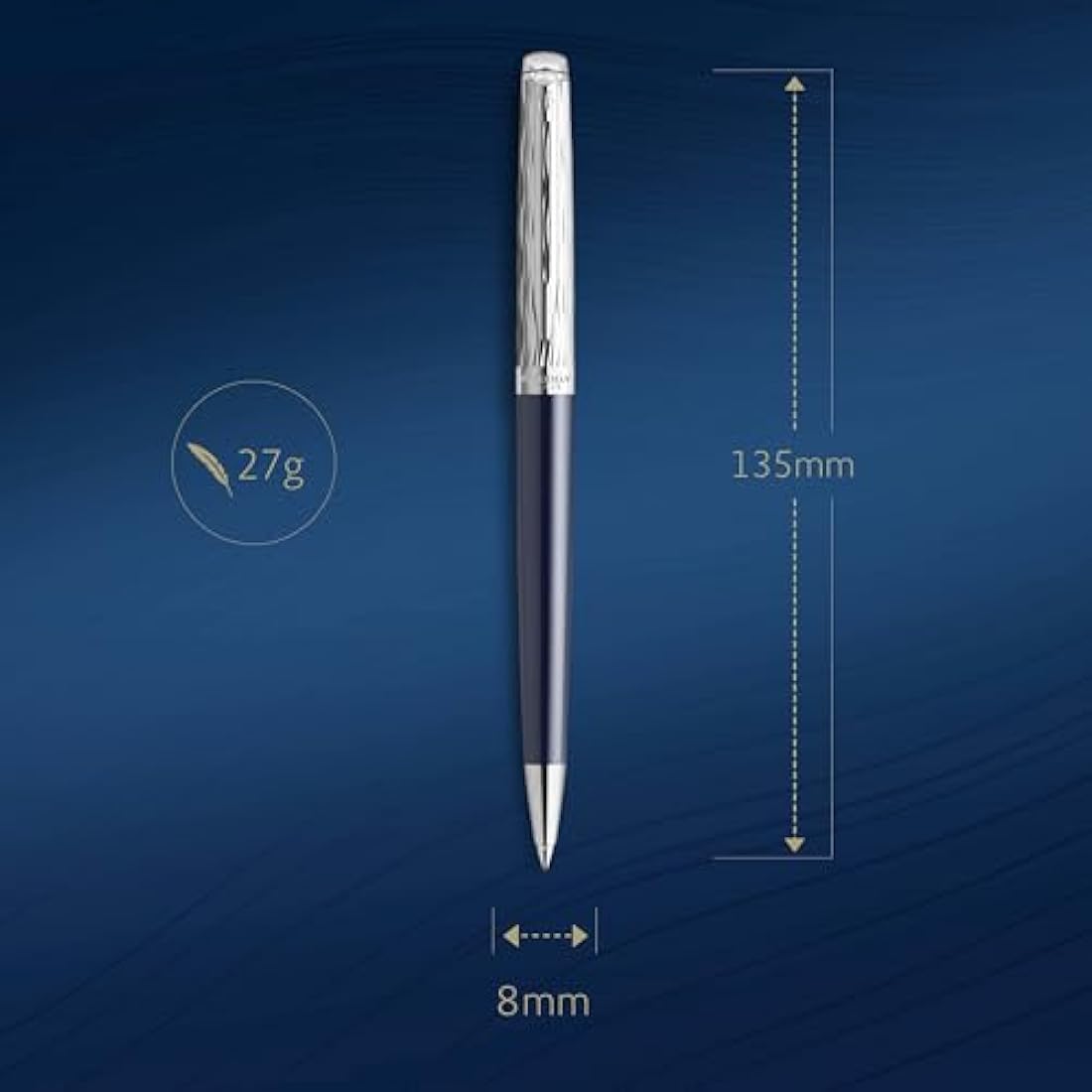 Waterman Hémisphère Ballpoint Pen – Blue Lacquer & Metal Chiselled Cap
