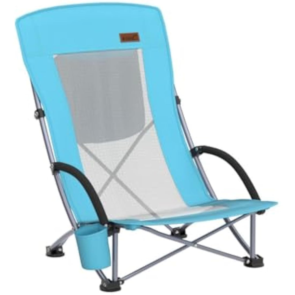 Nice C High Back Beach Camping Chair with Cooler Bag & Cup Holder – Orange