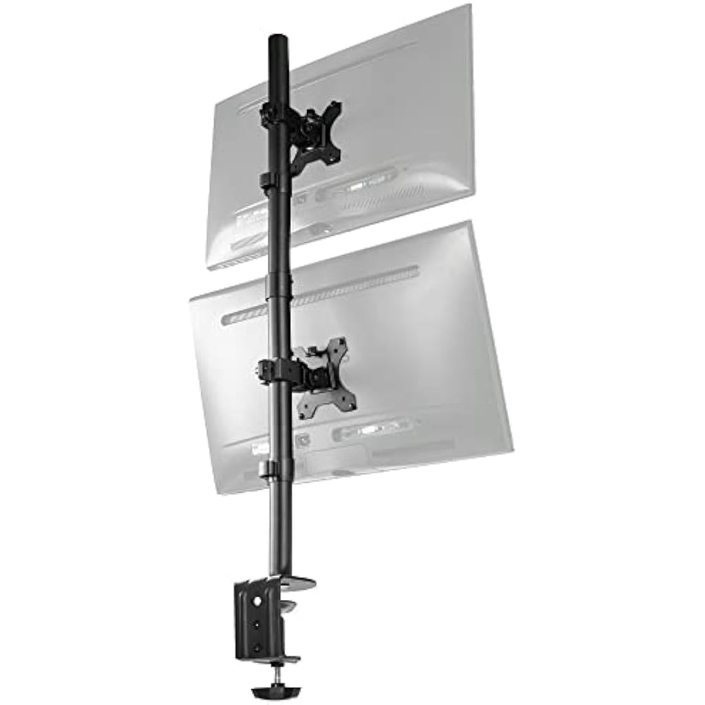 Vivo Dual Vertical Monitor Stand | Heavy Duty Stacked Mount for 13-32"