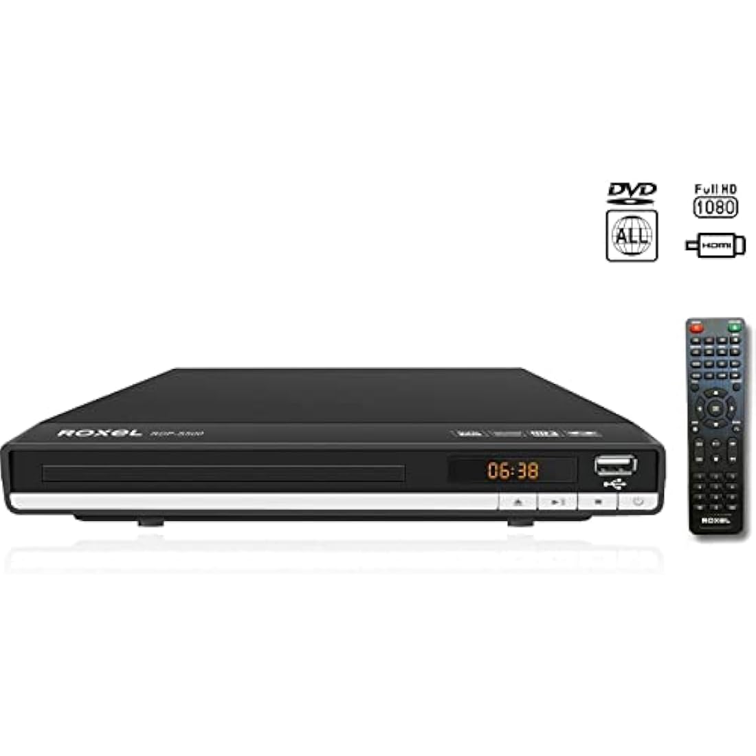 Roxel RDP-S500 Multi Region DVD Player | 1080p HDMI Upscaling & USB