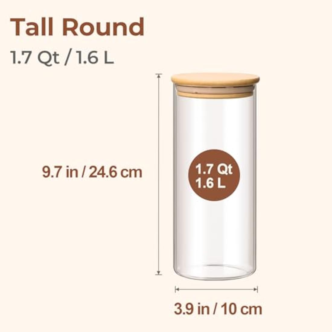 Jolof Store 1.6L Glass Storage Jars with Airtight Bamboo Lids - Set of 3