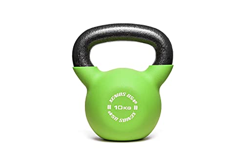 Xenios USA Neoprene Coated Cast Iron Fitness Kettlebell - Green, 10 kg