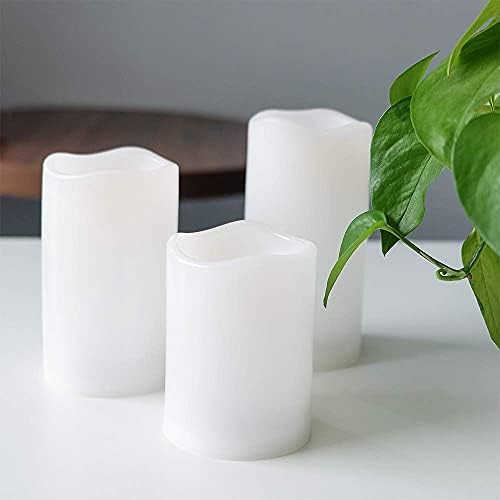 Eldnacele Weatherproof Flameless LED Candles with Remote, 3-Pack White