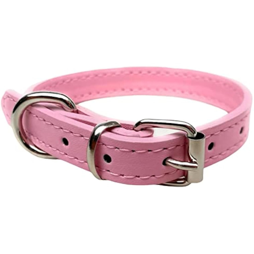 Vibrant PU Leather Dog Collar for Small to XL Pets – Light Pink
