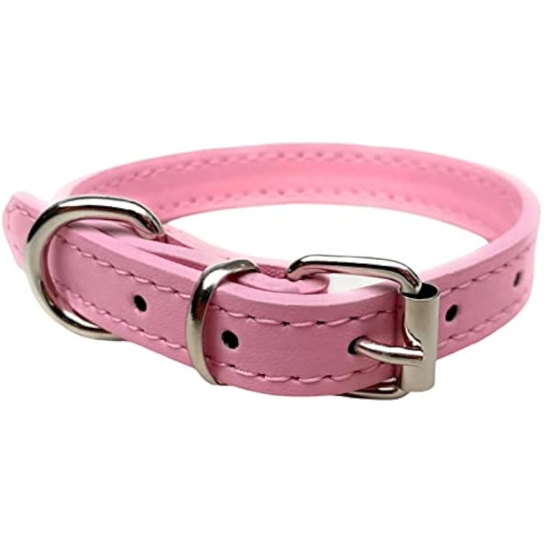 Vibrant PU Leather Dog Collar for Small to XL Pets – Light Pink