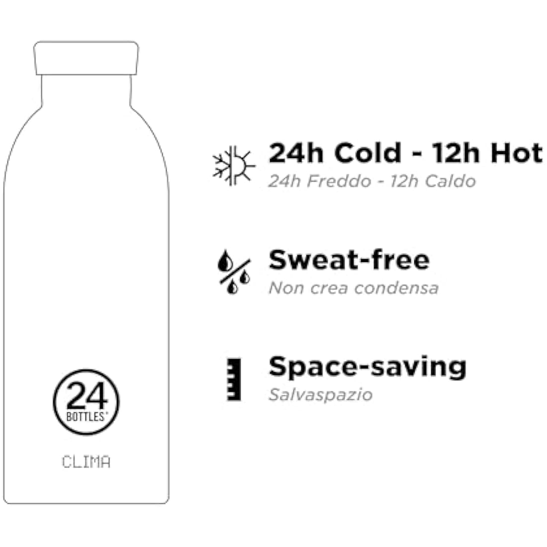 24Bottles Clima – 500ml Insulated Stainless Steel Thermal Water Bottle