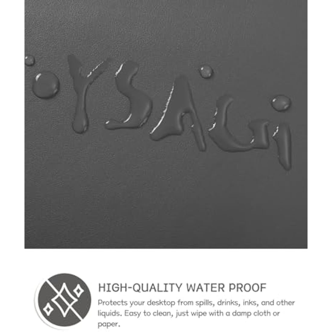 YSAGi Non-Slip PVC Leather Desk Pad – Large Waterproof Writing Mat, Dark Gray
