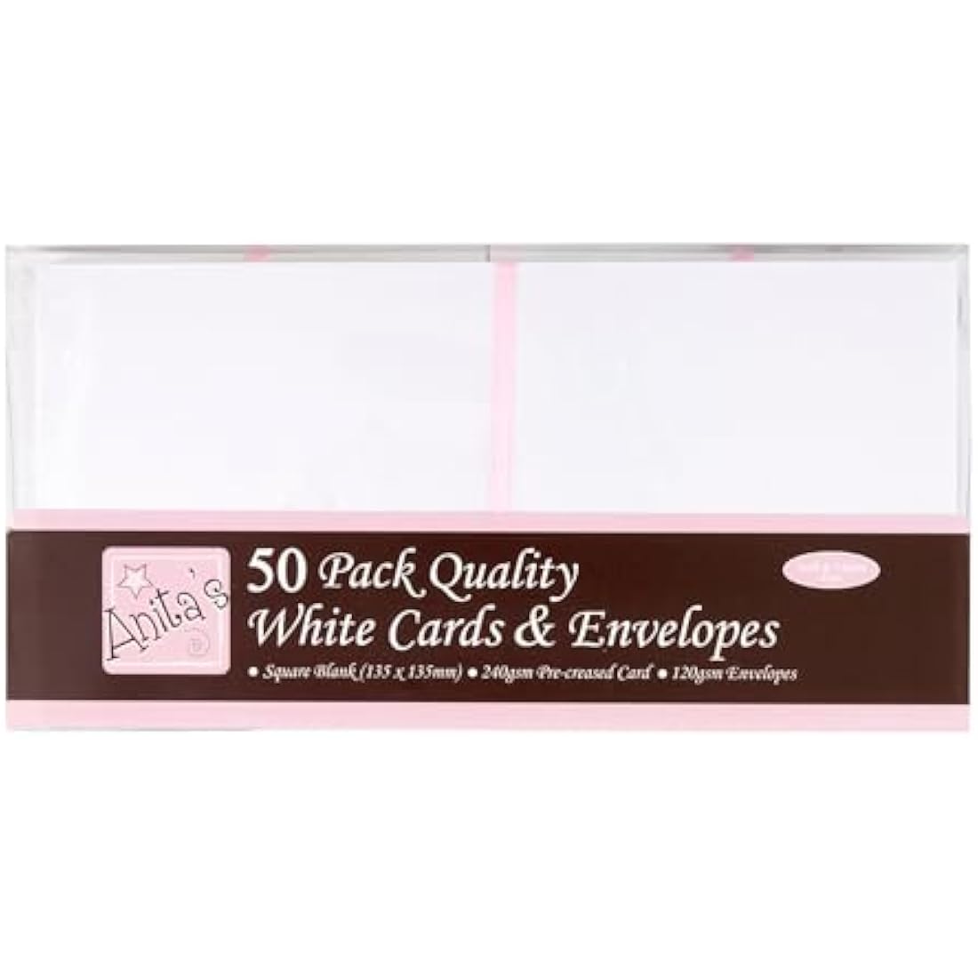 Anita's Square Blank Cards & Envelopes - White 135mm - Pack of 50