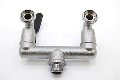 S&M Wall Tap 1/2" Double Outlet Garden Faucet with 3/4" Key - Chrome