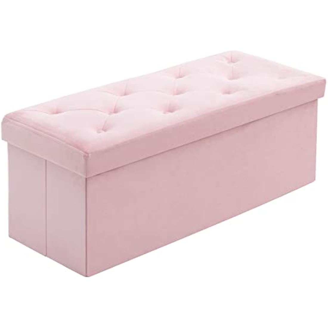 BRIAN & DANY Velvet Storage Ottoman Bench - Foldable Pink Footrest