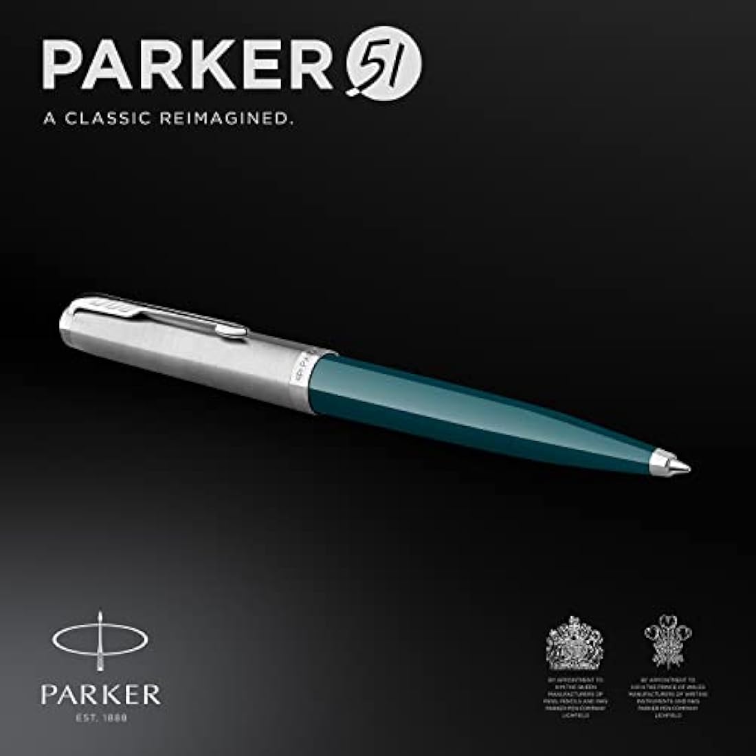 Parker 51 Ballpoint Pen – Teal Blue with Chrome Trim, Medium Point