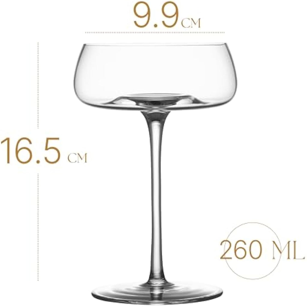 Glassique Cadeau Crystal Coupe Glasses | Set of 4 Handblown 260ml