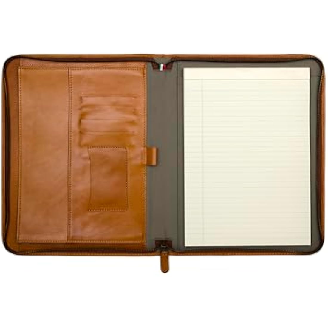 Maruse Italian Leather Portfolio – Zip-Around Laptop & iPad Folio, Cognac