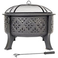 La Hacienda Moresque Deep Steel Firepit with BBQ Grill – Large Bowl