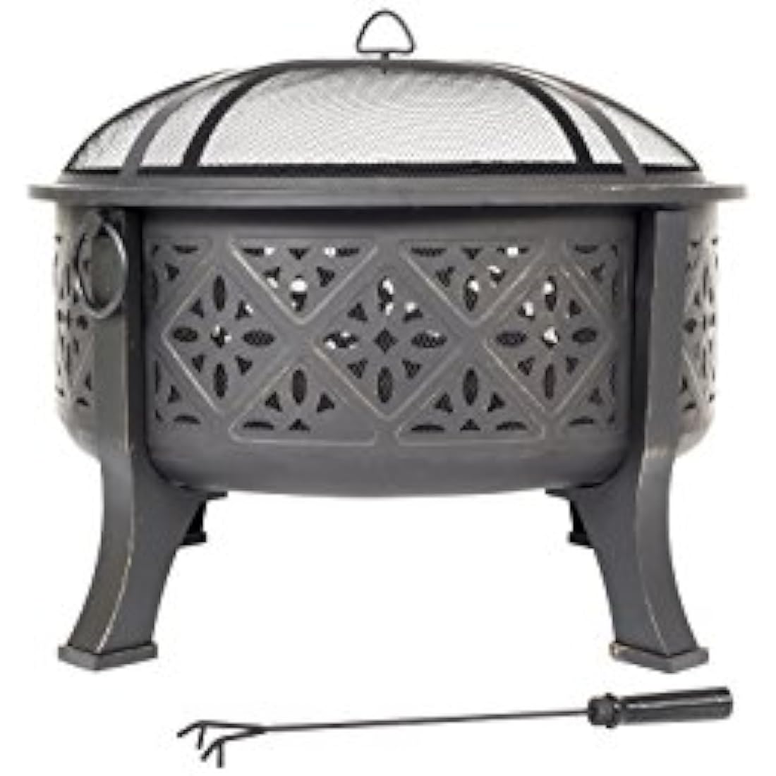 La Hacienda Moresque Deep Steel Firepit with BBQ Grill – Large Bowl