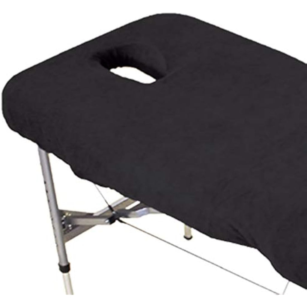 Physique Massage Table Cover with Face Hole - Thick Cotton Fabric, Black