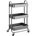 Jolof Store 3-Tier Rolling Metal Utility Cart – Charcoal Kitchen Storage