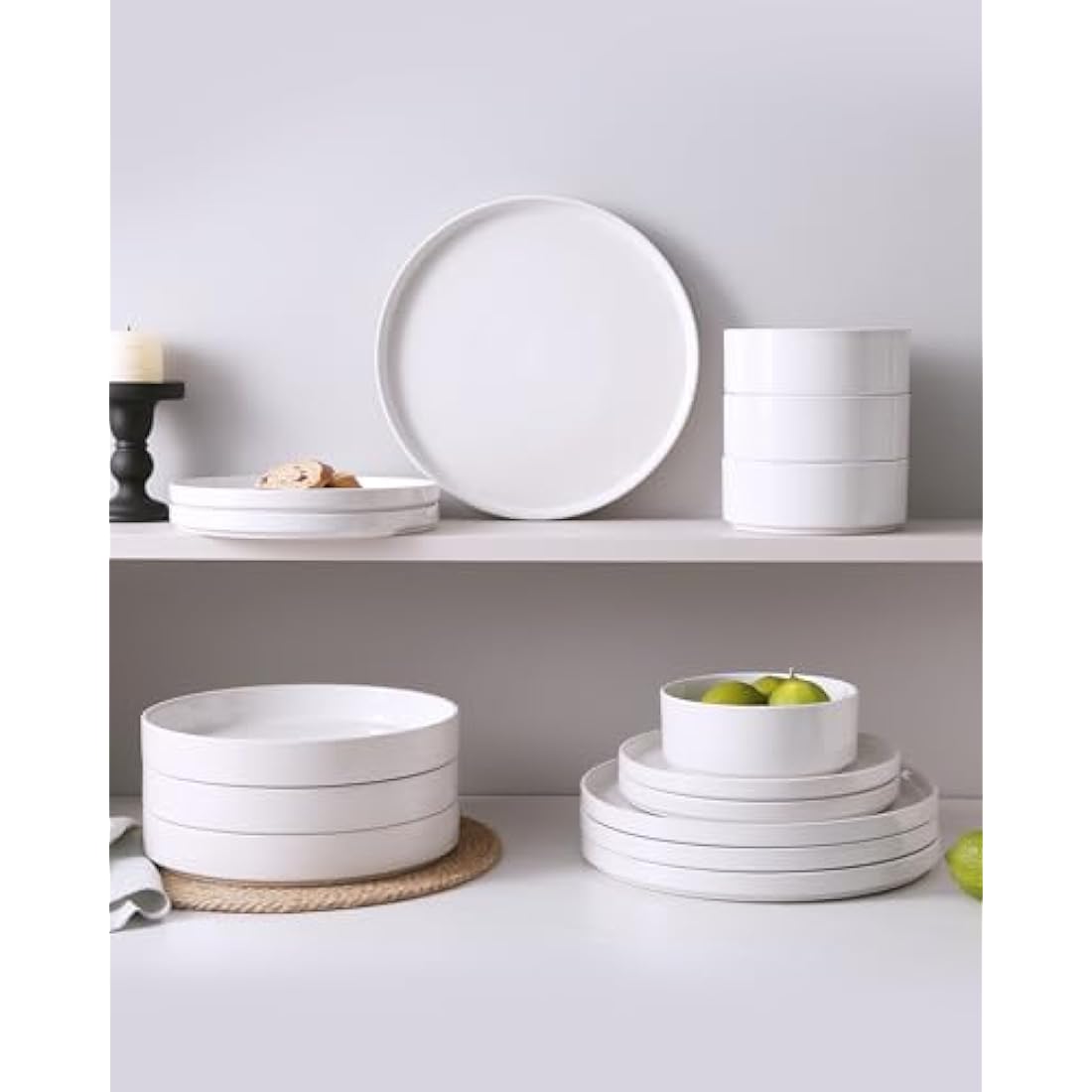 Richmount Nebula 12-Piece Speckled Stoneware Dinnerware Set - White