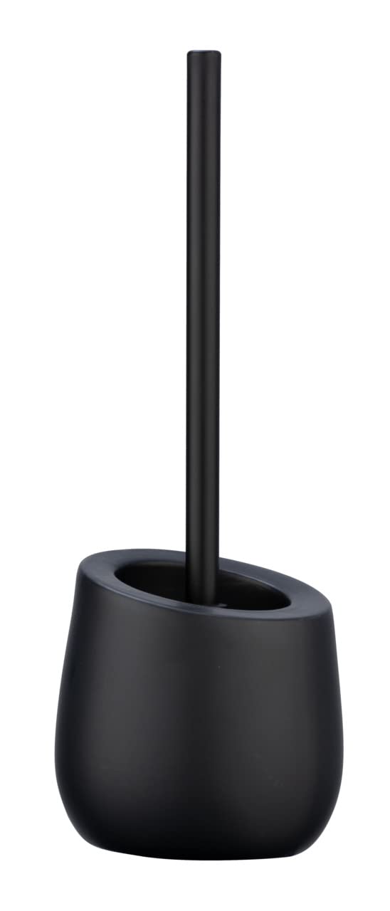 WENKO Badi Ceramic Toilet Brush Set – Matte Black Silicone Edge Cleaner