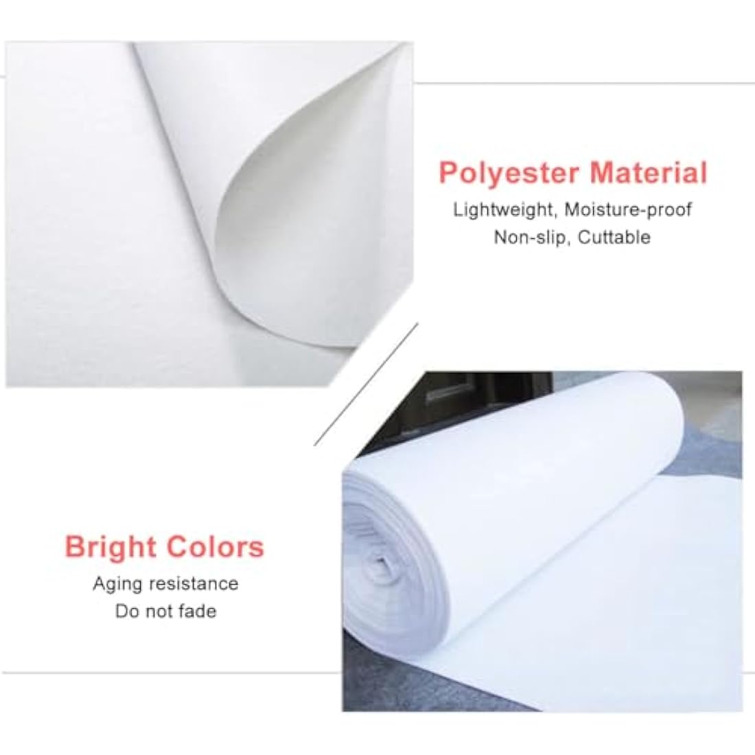 Jolof Store White Wedding Aisle Runner – 2mm Thick Non-Slip Floor Carpet