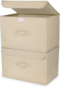 Homsorout Foldable Storage Boxes with Lids - Wardrobe Organiser Bin with Handle Fabric Basket Containers for Clothes, Book, Shelf, Office
