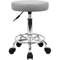 KKTONER Gray PU Leather Rolling Stool – Adjustable Swivel Salon Chair