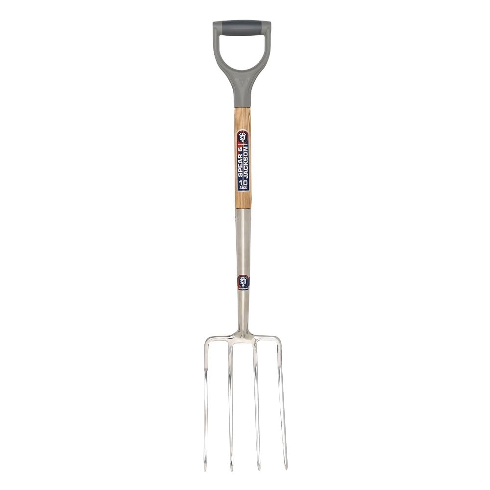 Spear & Jackson Neverbend Stainless Steel Digging Fork – Blue Handle