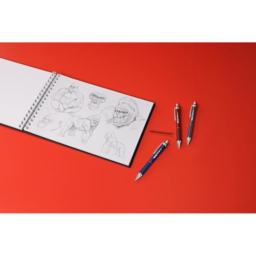 rOtring Tikky Retro Mechanical Pencils | 0.7mm 2B Red Barrel | 12 Count