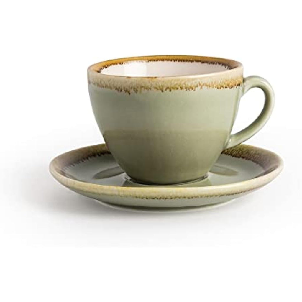 Olympia Kiln Moss Cappuccino Cups - 230ml Reactive Glaze - Set of 6