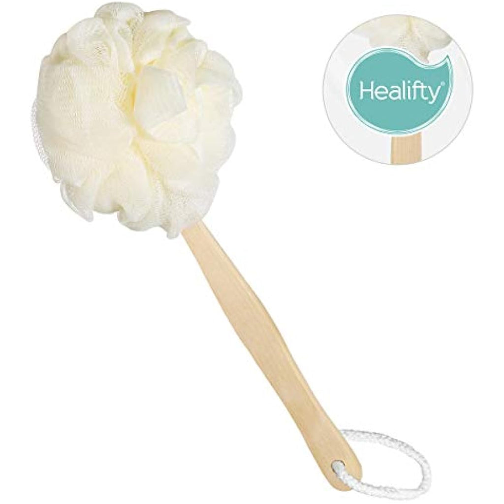 Healifty Back Scrubber – Long Handle Natural Loofah Shower Brush for Body